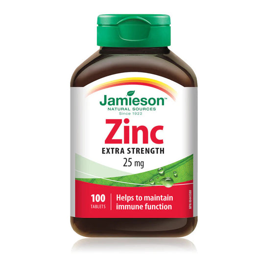 Jamieson Extra Strength Zinc (25 mg) Nutritional Supplement 100 Tablets