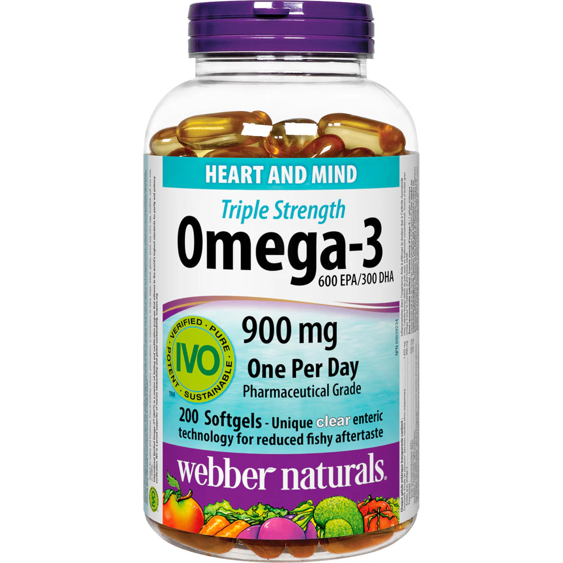 Webber Naturals Omega-3 Triple Strength Fish Oil (900 mg EPA / DHA) 200 capsules (value pack)