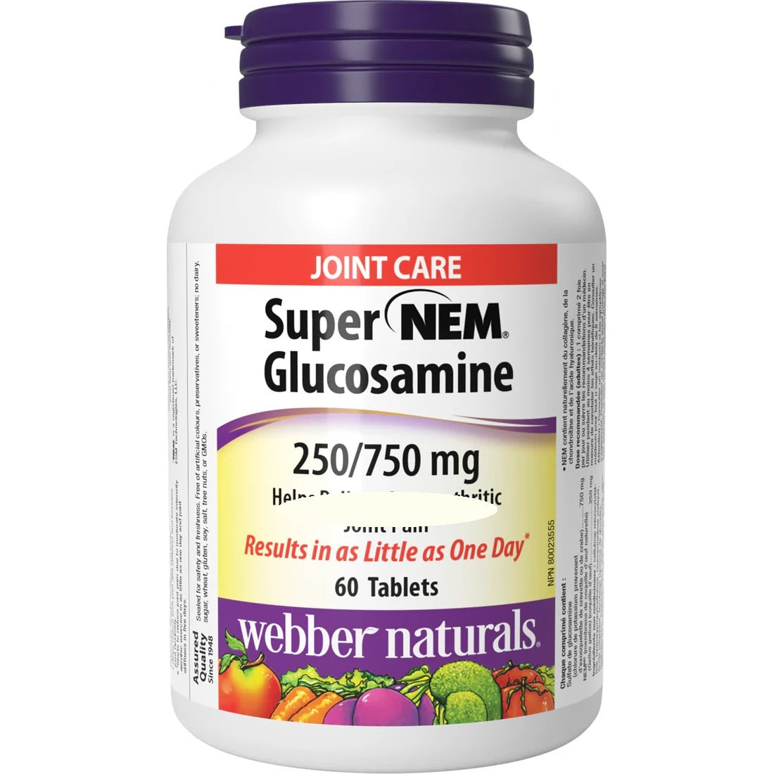 Webber Naturals 維柏健 - 葡萄糖胺 NEM® 750/250 mg (60 粒裝) - 含NEM®天然蛋壳膜